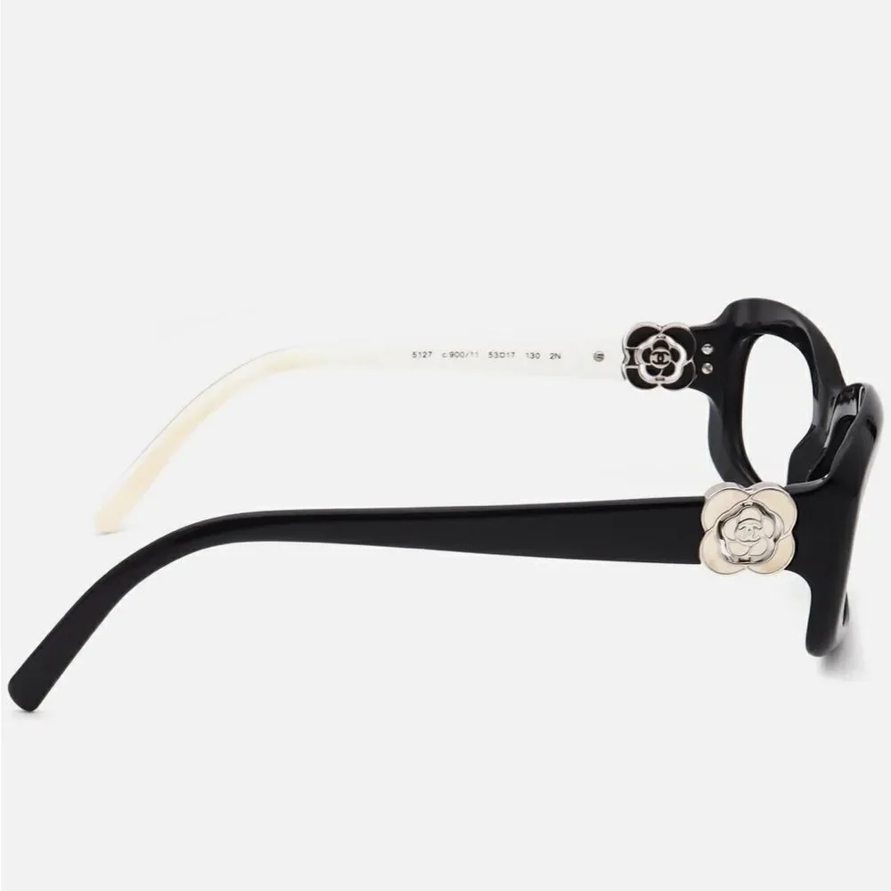 Chanel Sunglasses Frame Only 5127 c.900/11 Gloss Black/White Square Italy 53 mm!
